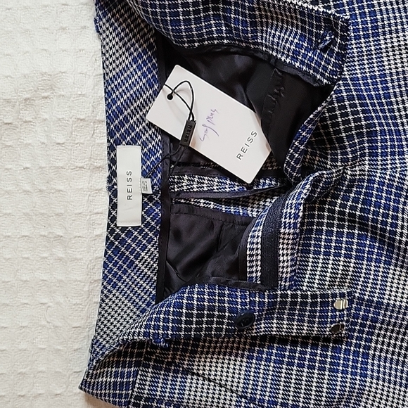 Reiss Josie taylored Trousers, Blue Plaid, Size 2 - Picture 4 of 13
